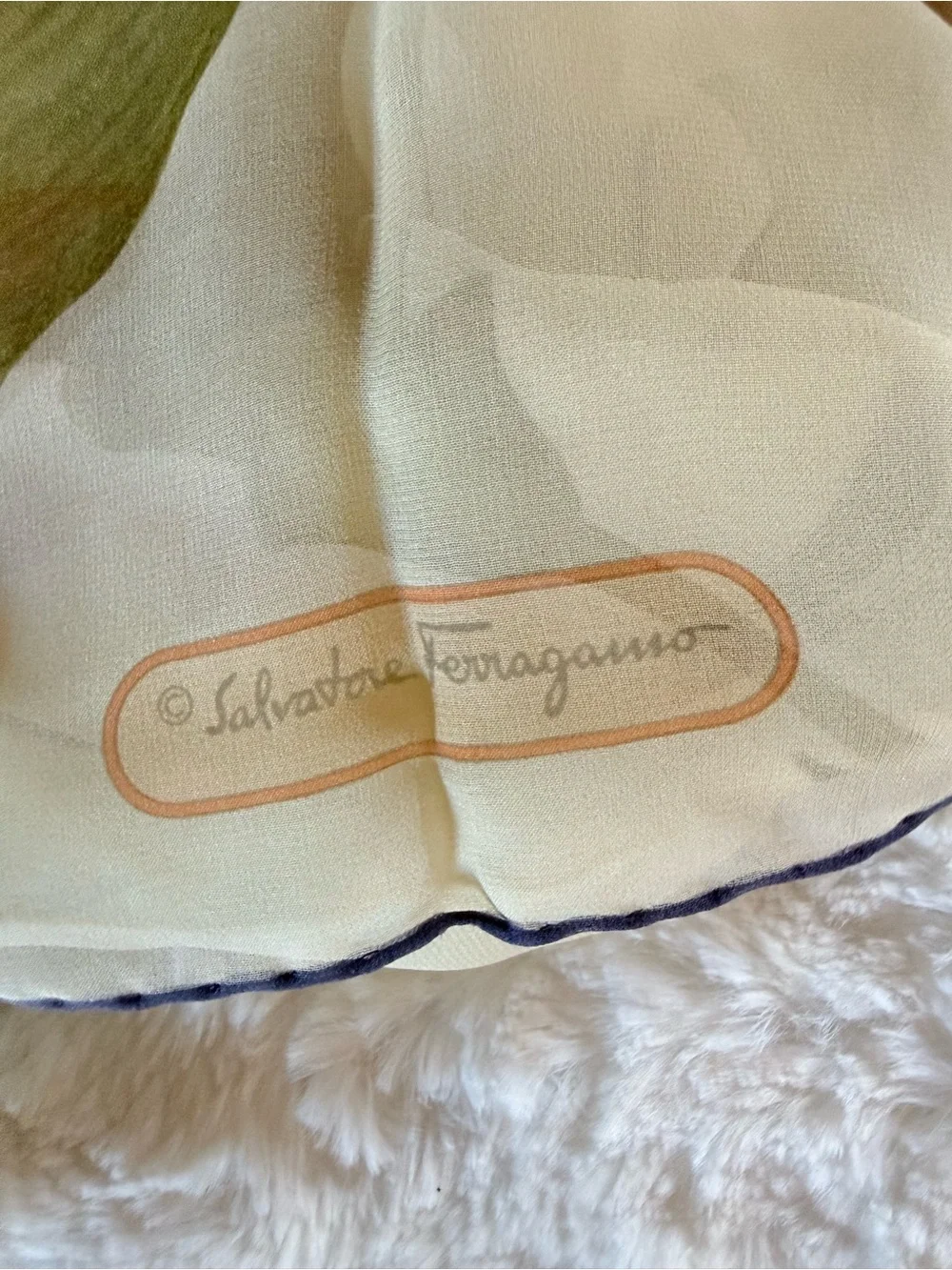 Salvatore Ferragamo Cream and Yellow Silk Scarf